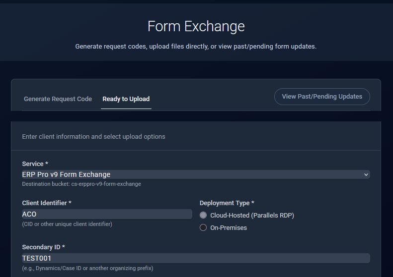 Form Exchange - Ready to Upload Banner