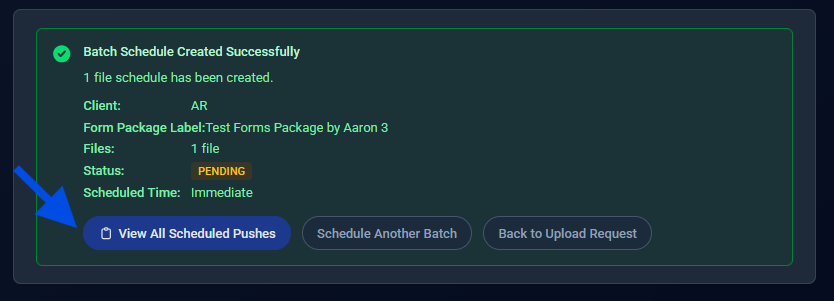 Enter Schedule - Confirmation