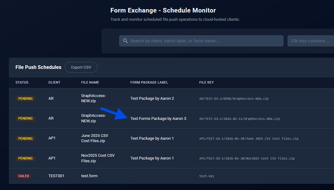 View Schedule Monitor - Example