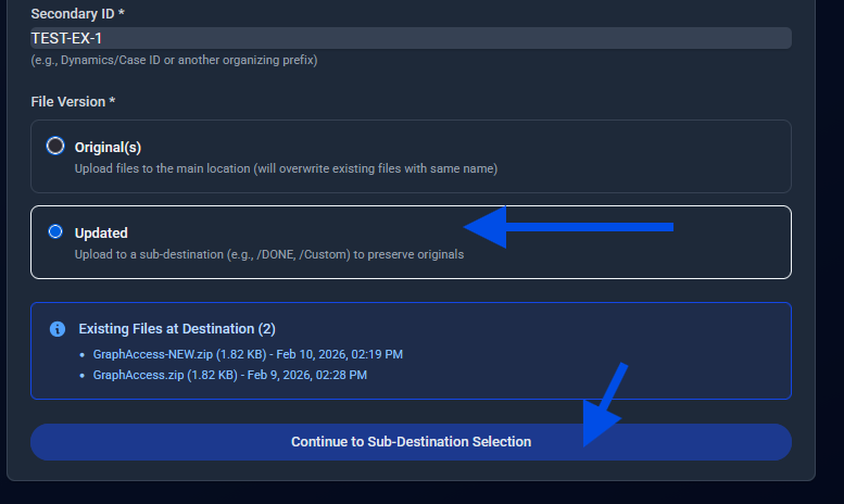 Select File Version for Upload